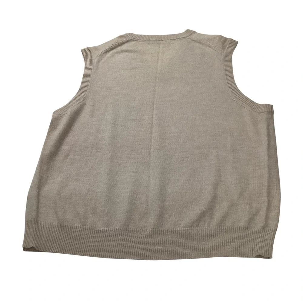 Murano Mens V Neck Sweater Vest Tan Beige 100% Merino‎ Wool XL
